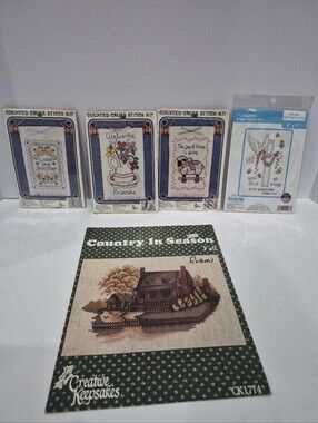 Vintage Counted Cross Stitch Kits And Country In Season Fall Booklet Lot